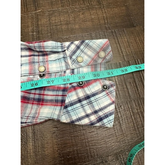 Ariat Shirt Womens 2X Red Blue Plaid Western Pearl Snap Long Sleeve Cowboy - Picture 9 of 9